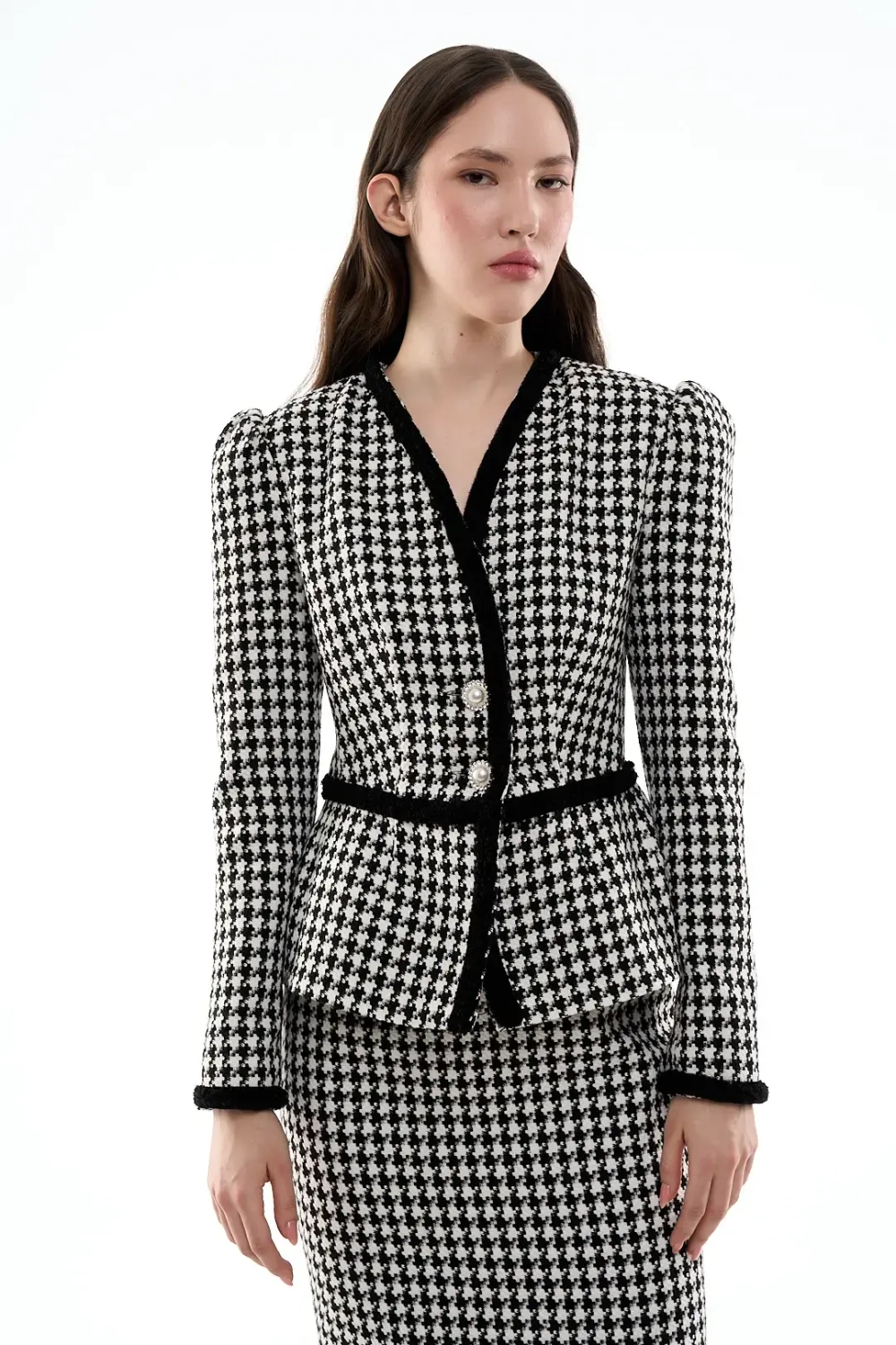 Юбка-карандаш миди черно-белая