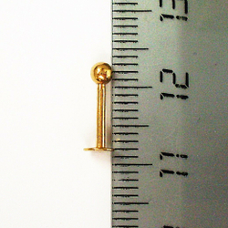 Лабрета для пирсинга губы с шариком 3 мм, длина штанги 8 мм. Медицинская сталь, золотое анодирование. 1шт