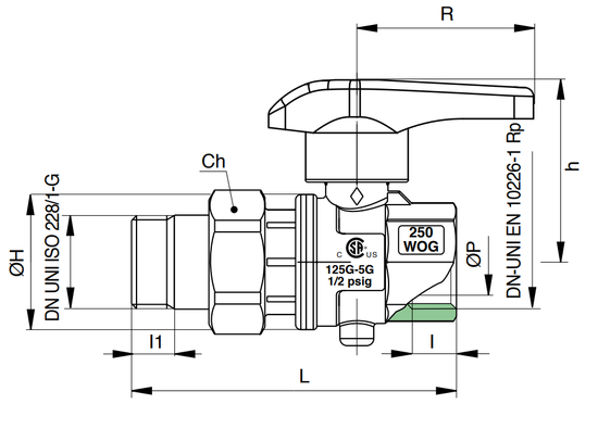 Кран дисковый Rubinetterie Bresciane Eurofly 600500 1/2"x1/2" ВР/НР с полусгоном белая ручка-бабочка