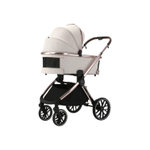 Детская универсальная коляска Adamex Spark SE 2в1 - Vanilla Champagne (Светло-бежевая ткань, шампань рама)