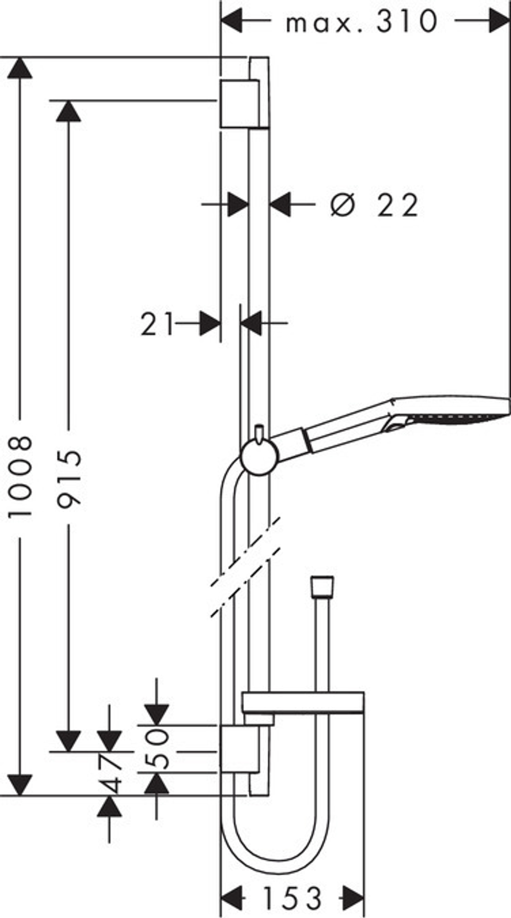 Raindance Select S Душевой набор 120 3jet P со штангой 90 см, PowderRain 27667000