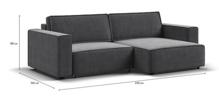 Угловой диван Босс Софт Модуль Велюр Монолит серый