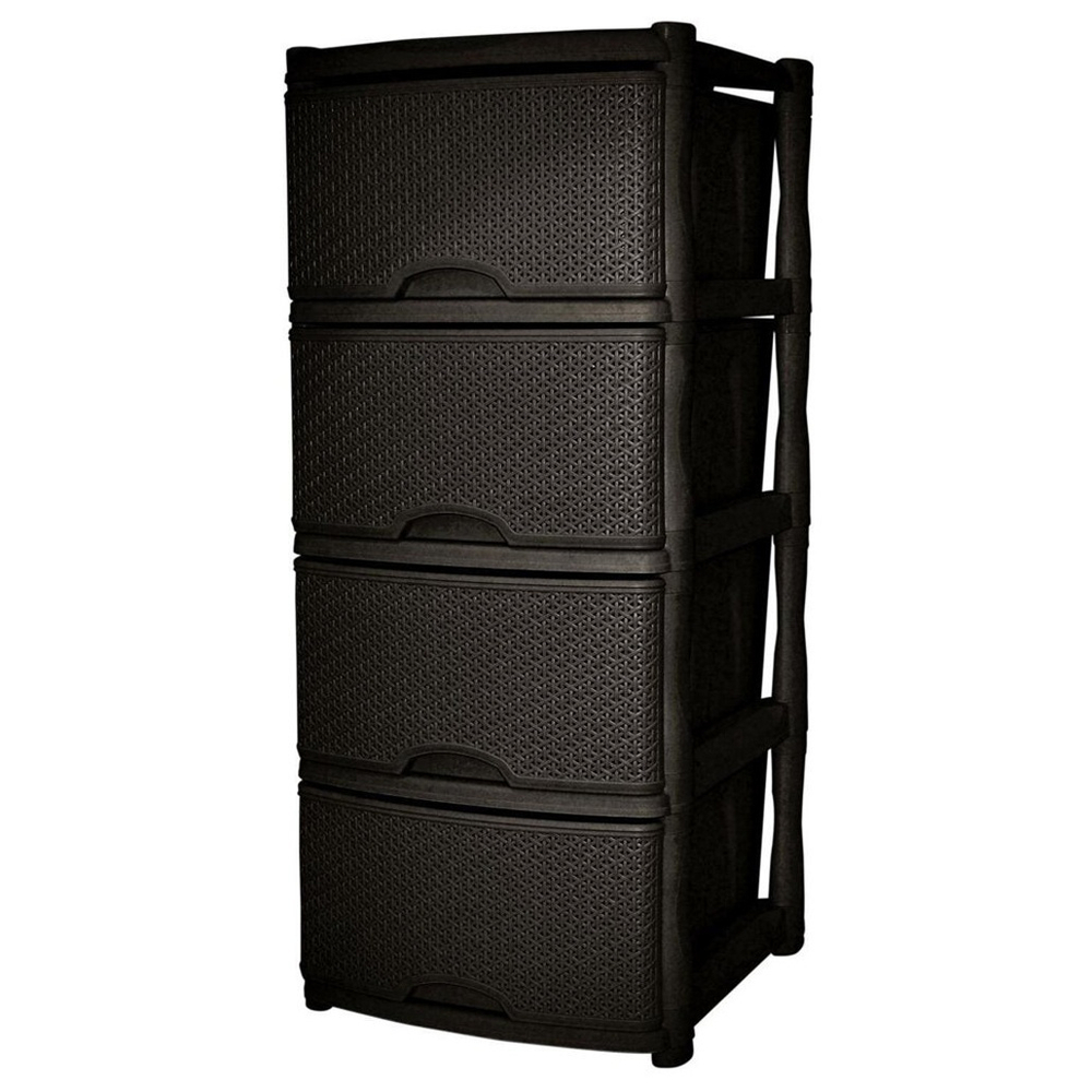 Комод 4-х секционный "Keeplex Rattan", темный каштан