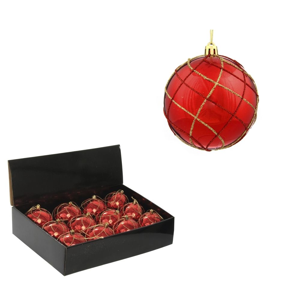 GAEM Набор из 12шт Украшение новогоднее Шар "Алмазная сетка", D 8 см, L35 W27 H9 см