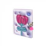 Блокнот в футляре, 17,5 см * 19,5 см, гребень, Alingar, мат.ламин, эффект 3D, ручка, замочек, клетка, 46 л., "Тюльпан"