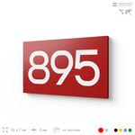 Номер на дверь 895, табличка на дверь для офиса, квартиры, кабинета, аудитории, склада, красная 120х70 мм, Айдентика Технолоджи