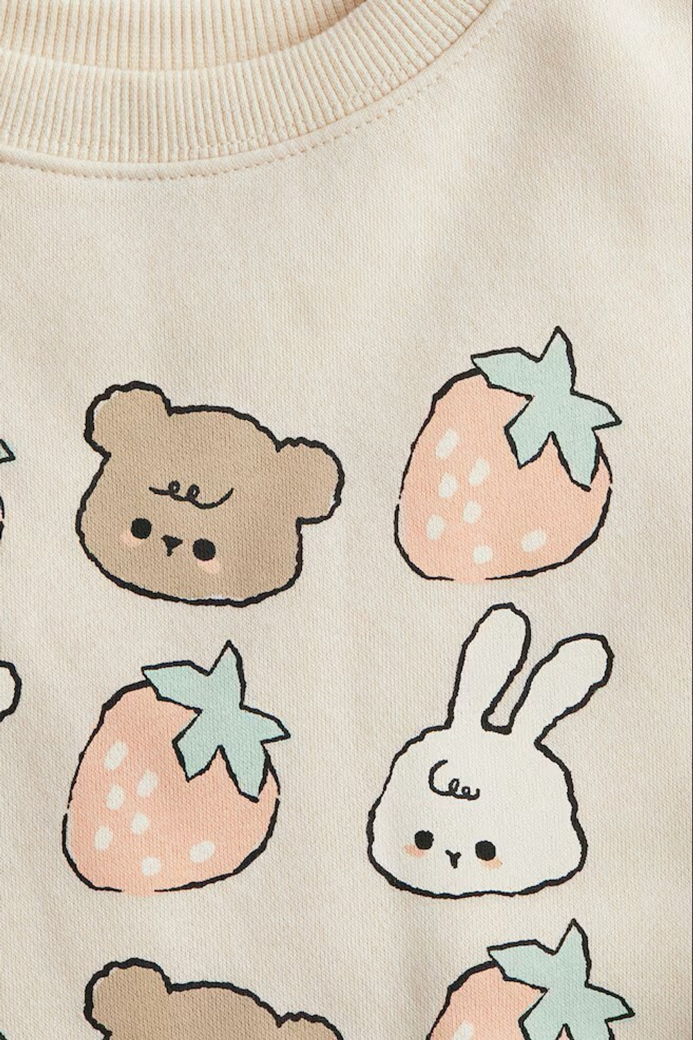 H&M Толстовка с круглым вырезом и принтом, светло-бежевый