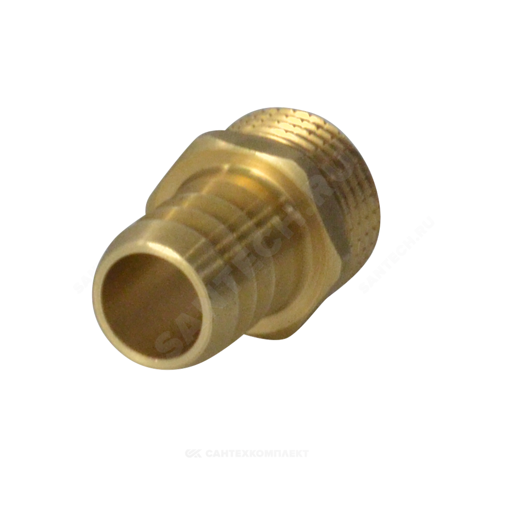 Переходник штуцерный латунь неразъемный для шланга Дн 18х1/2" НР SantechSystems