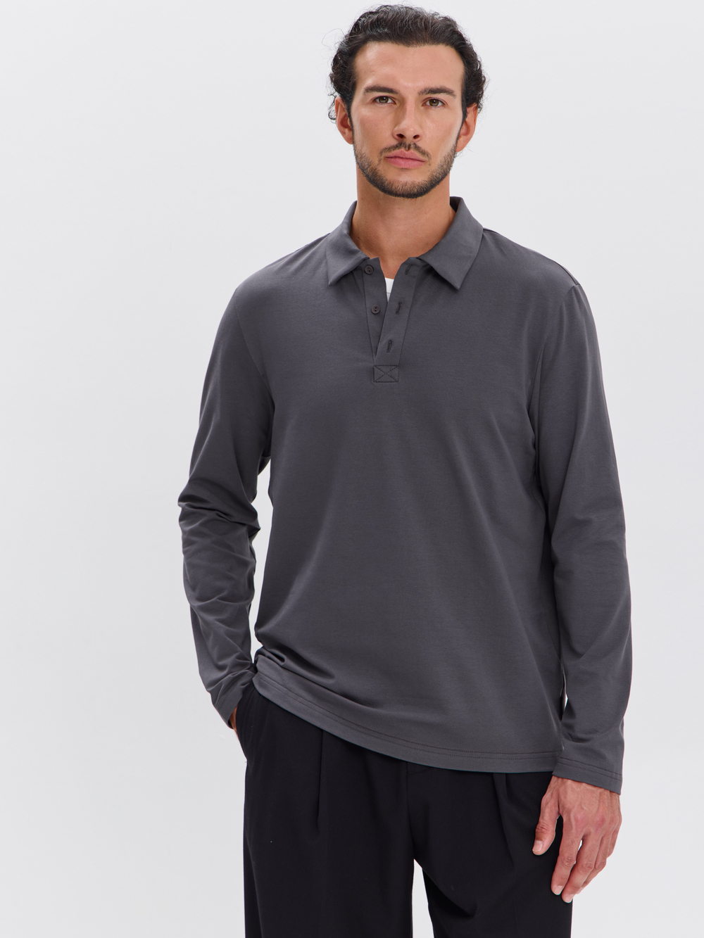 Повседневный базовый лонгслив поло