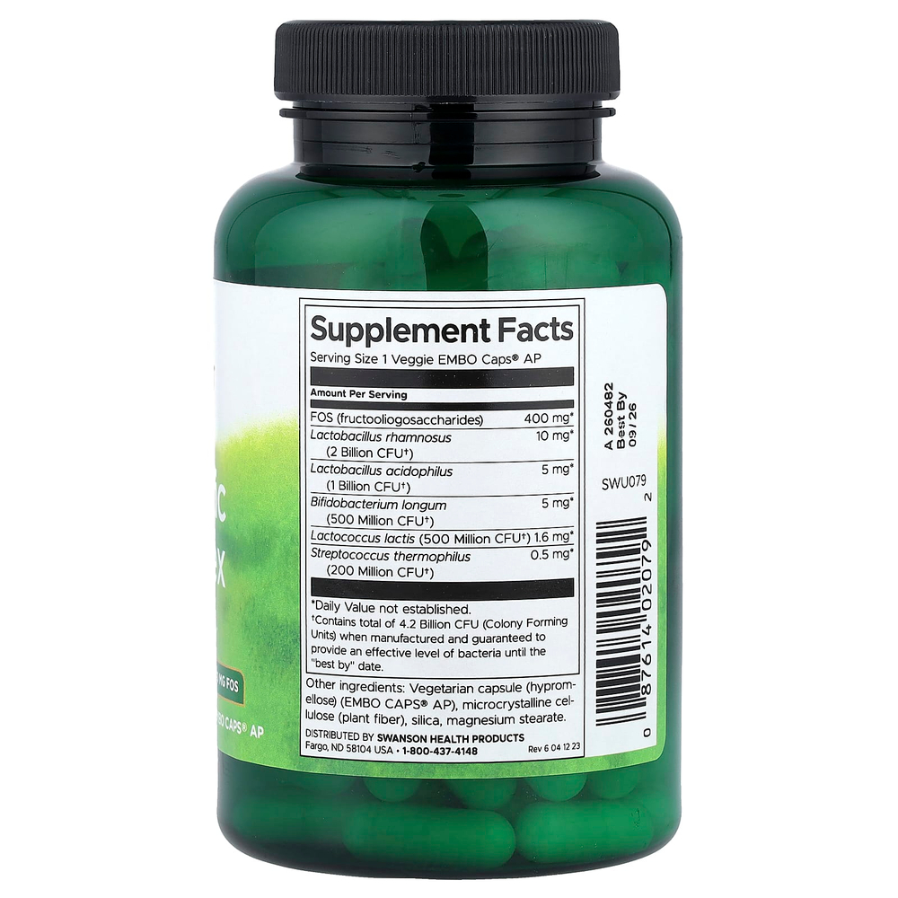 Swanson, комплекс пробиотиков, 120 растительных капсул EMBO® AP