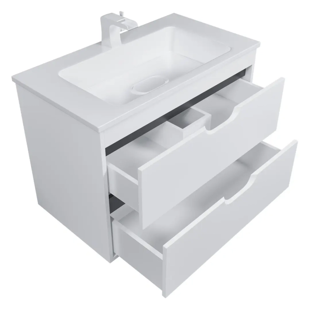 Тумба с раковиной для ванной Uperwood Modul 80 см, подвесная, матовая, белая/графит