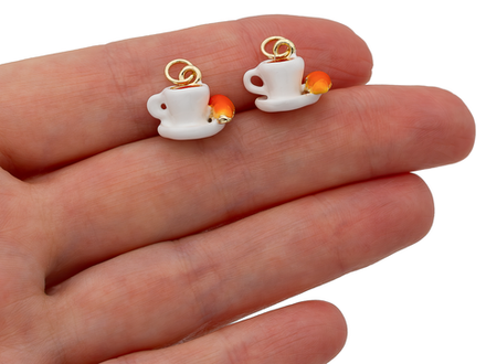 Подвеска "Кофе с круассаном" 11мм, эмаль