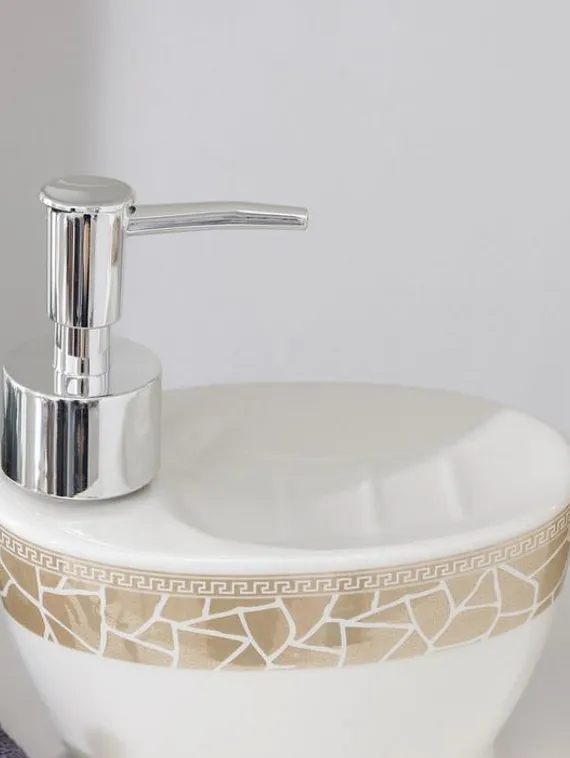 Набор аксессуаров для ванной комнаты Доляна «Мрамор», 3 предмета (дозатор с подставкой 550 мл, 2 стакана)