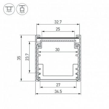 Трехкомпонентный алюминиевый анодированный гибкий профиль 2м 055738 серебристый LINE-3535-BENT-SIDE-2000 ANOD Arlight