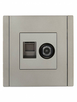 FORTE&PIANO Розетка двойная TV+RJ45 кат.5E FP536 сталь IEK