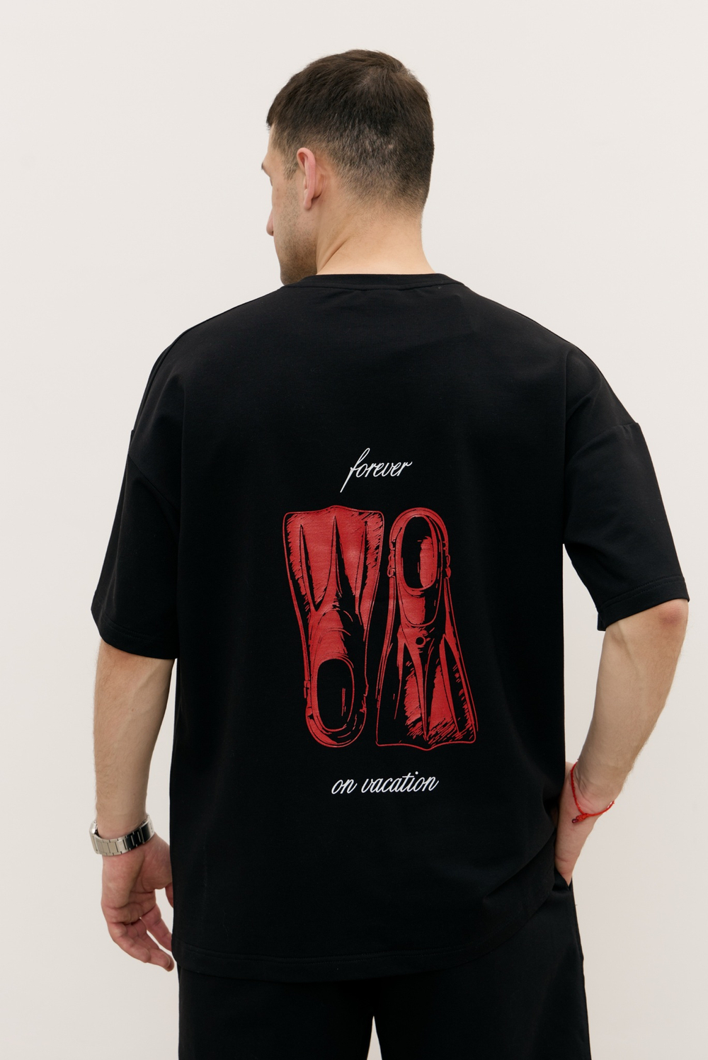 Футболка MAN, FOREVER ON VACATION, черная