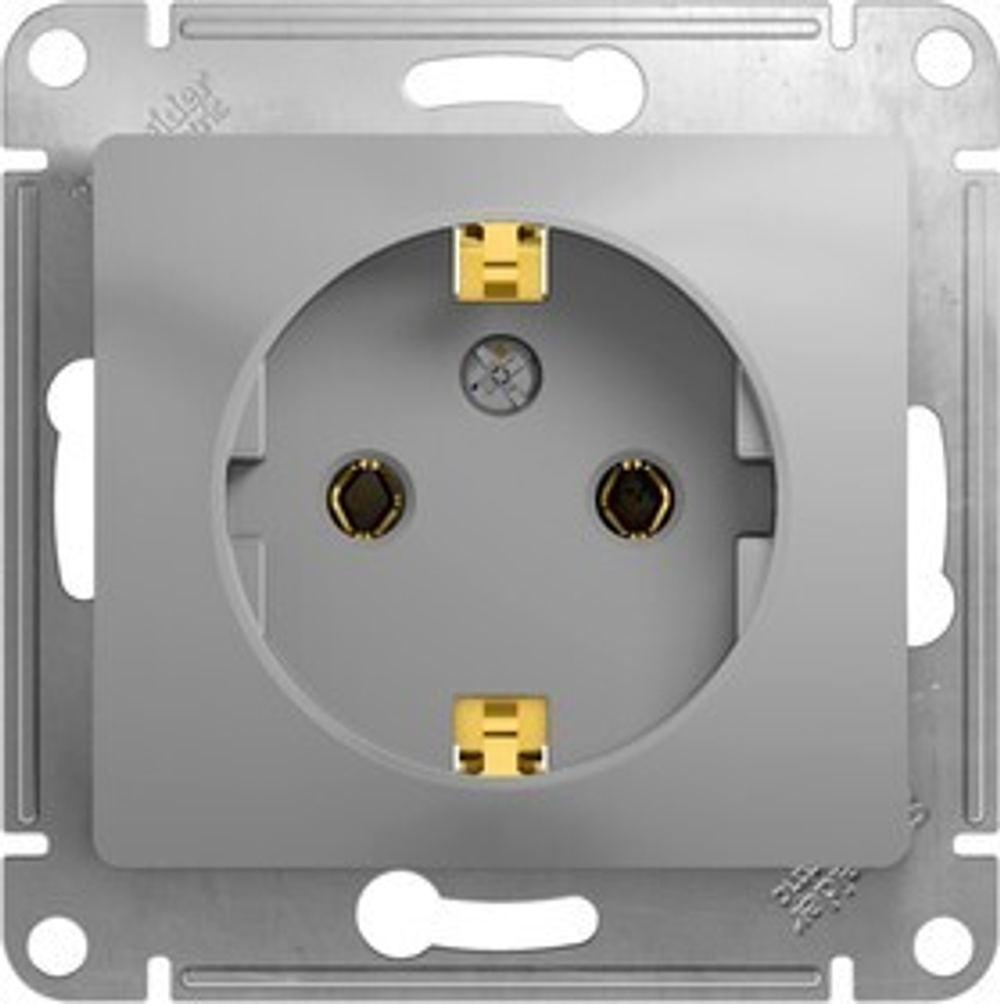 Розетка 1-м с заземл. СП алюминий GSL000343