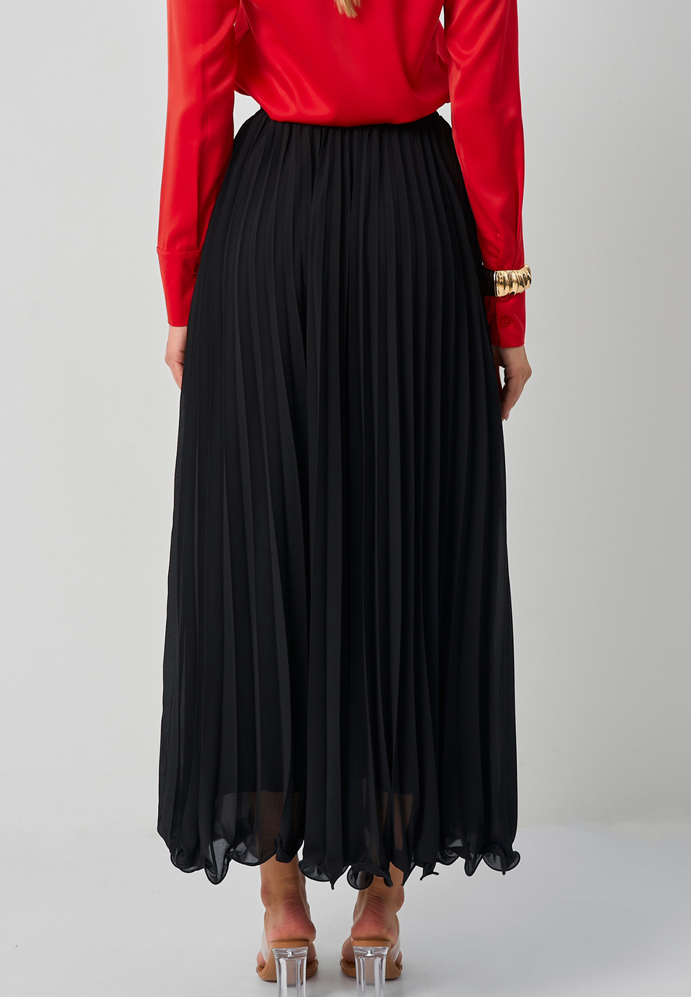 Юбка плиссе макси 100 черная