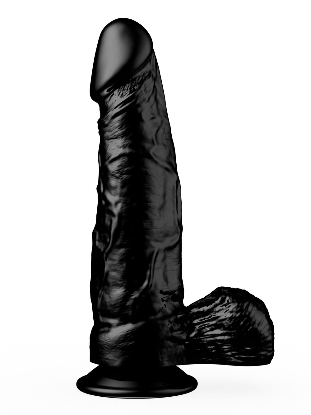 Фаллоимитатор LOVETOY чёрный с мошонкой на присоске