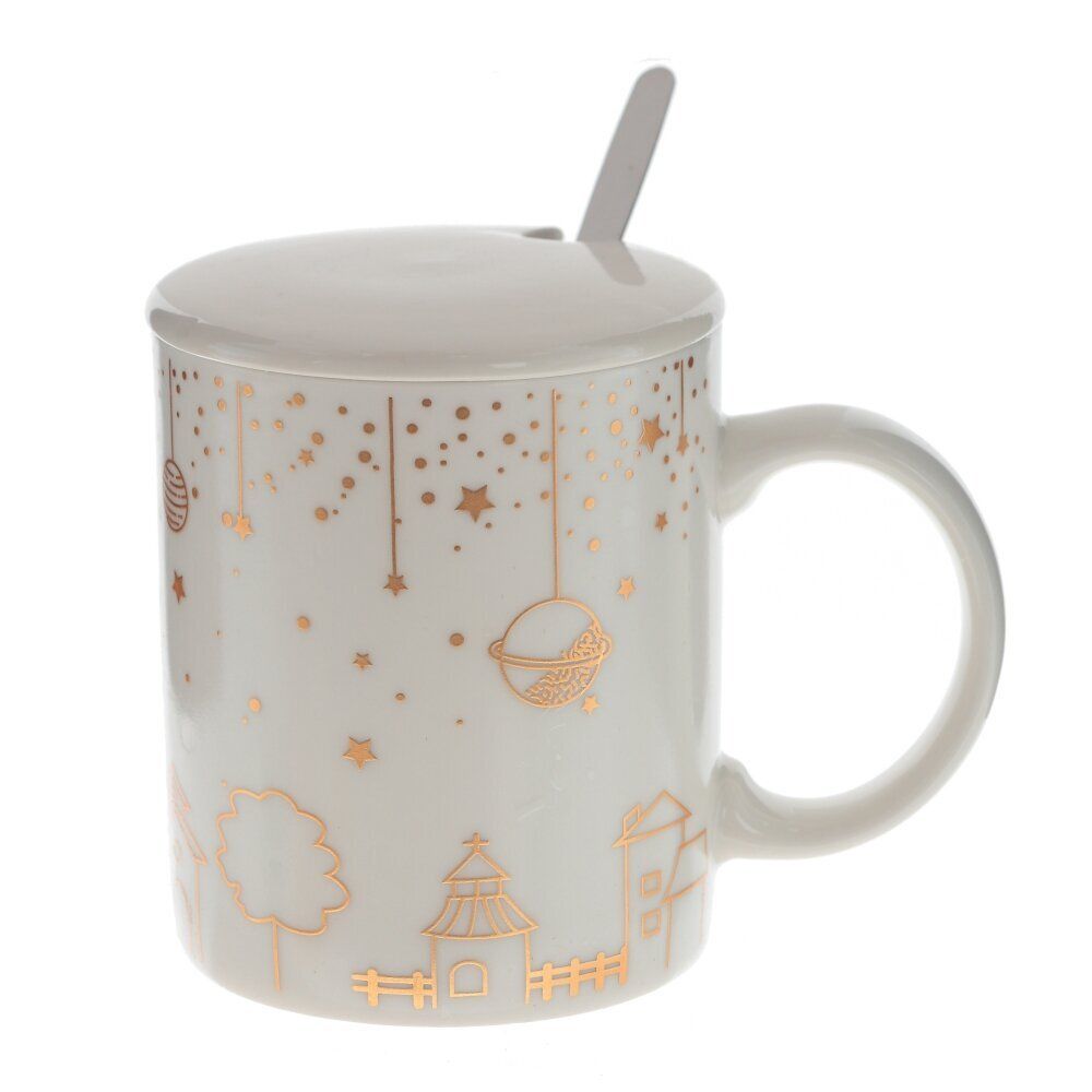 GAEM Кружка с крышкой и ложкой, 300 мл, L12 W8 H10 см, 4в.