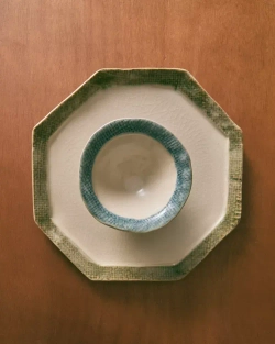 ZARA HOME КЕРАМИЧЕСКАЯ ОБЕДЕННАЯ ТАРЕЛКА, ЗЕЛЕНЫЙ