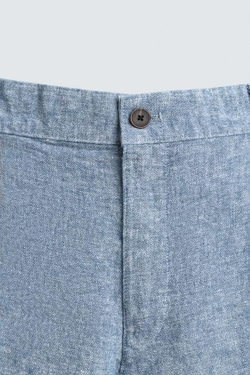 ZARA ШОРТЫ REGULAR FIT ИЗ РЕЛЬЕФНОЙ ТКАНИ, СИНИЙ/БЕЛЫЙ