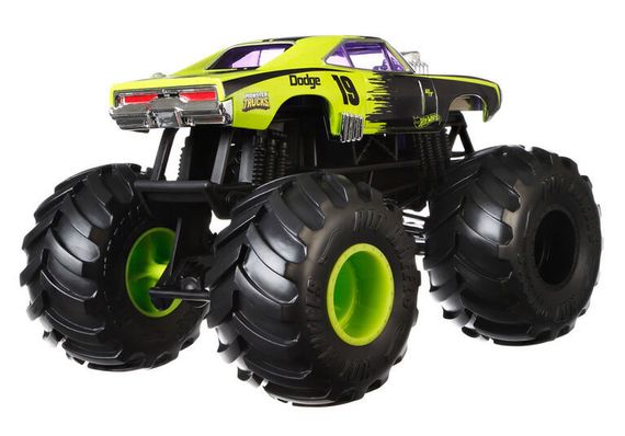 HOT WHEELS MONSTER TRUCKS 1:24 GIANT WHEELS DODGE CHARGER R/T 2019 GREEN