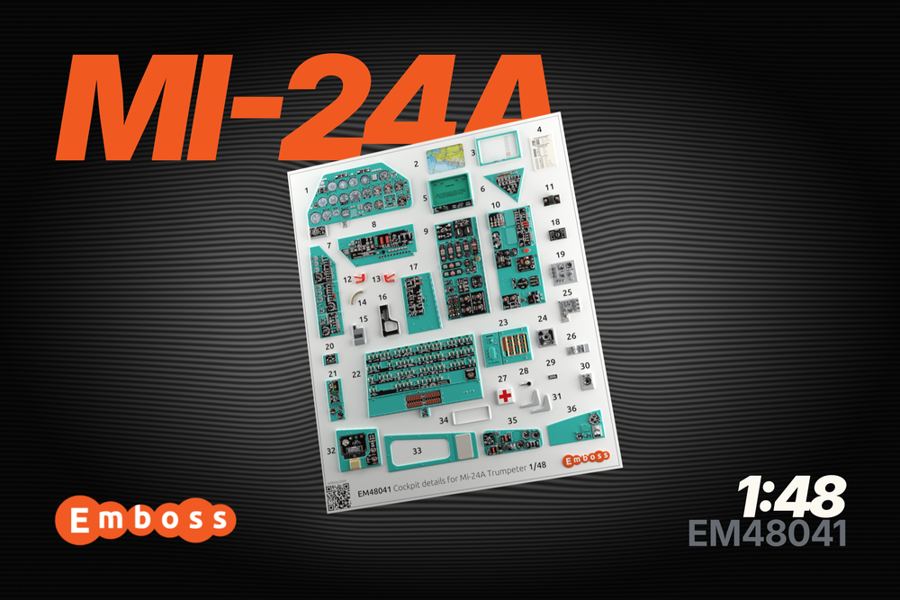 Mi-24A cockpit panels for Trumpeter 05828 1/48 (3D decal)