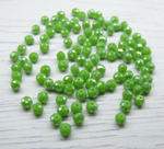 БН010ДС34 Хрустальные бусины "рондель", цвет: зеленый AB непрозрачный, 3х4 мм, кол-во: 95-100 шт.
