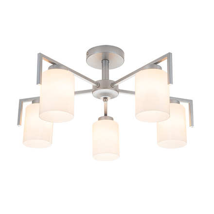 Потолочный светильник 5х60Вт E27, металл/стекло, серебро