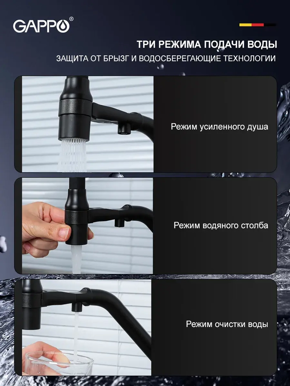 Смеситель для кухни с подключением к фильтру Gappo G4398-86