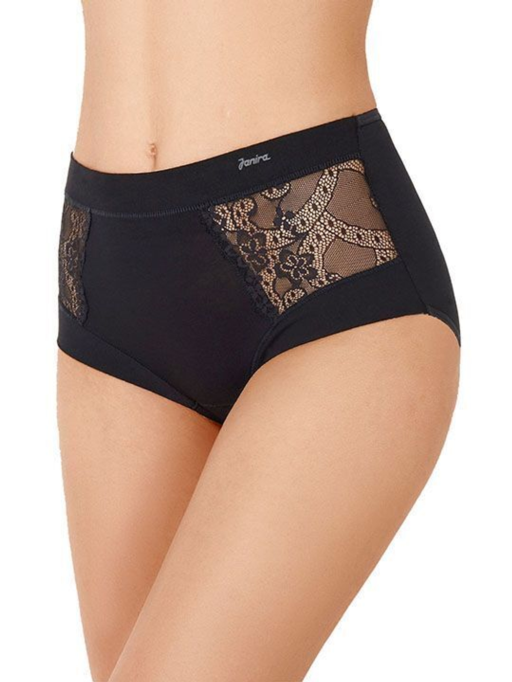Высокие трусики Charm Cotton с кружевными вставками (Размер: XXL) (Цвет: белый)