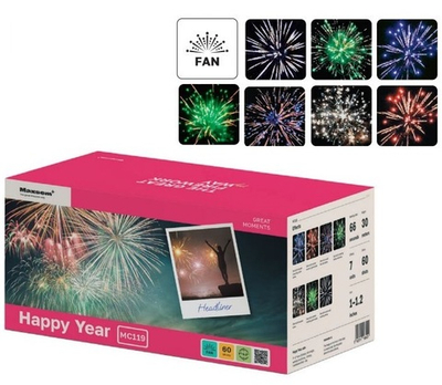Батарея салютов "Happy Year" MC119 60 залпов * 1.2-1.5"