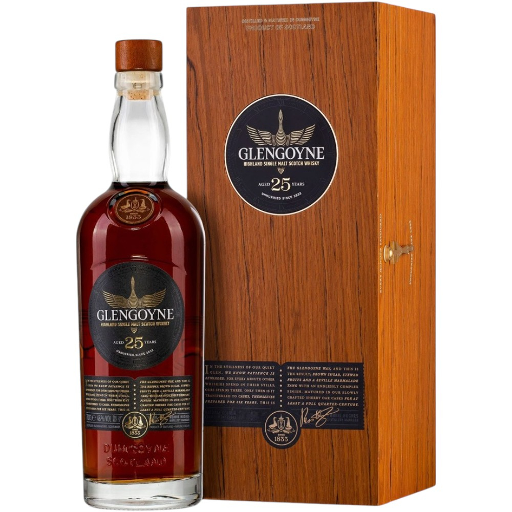 Виски Glengoyne Highland Single Malt Scotch Whisky 25 Y.O. 0,7 л. В деревянном ящике