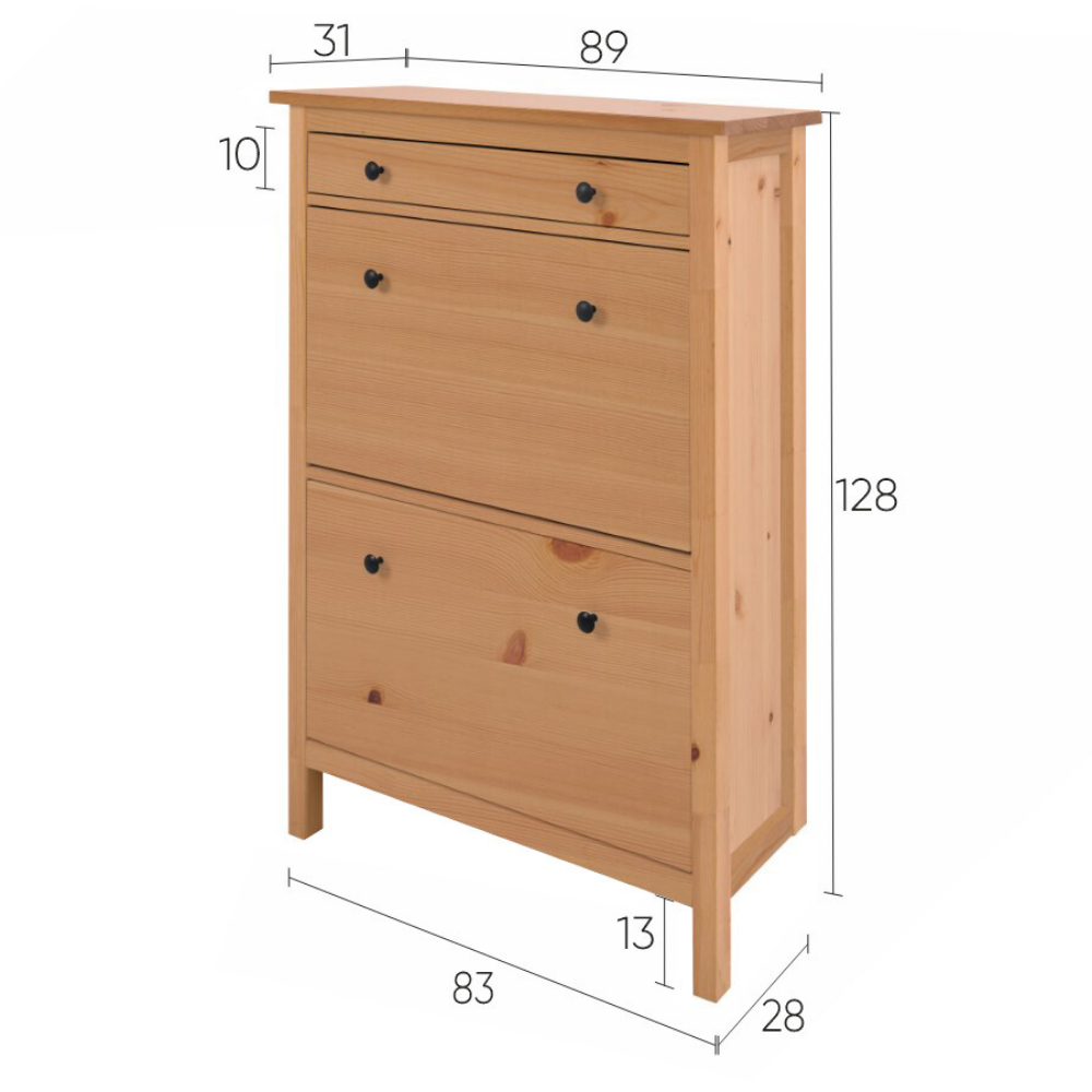 Обувница 3 ящика КЫМОР (HEMNES), 89х31х128 см, светло-коричневый