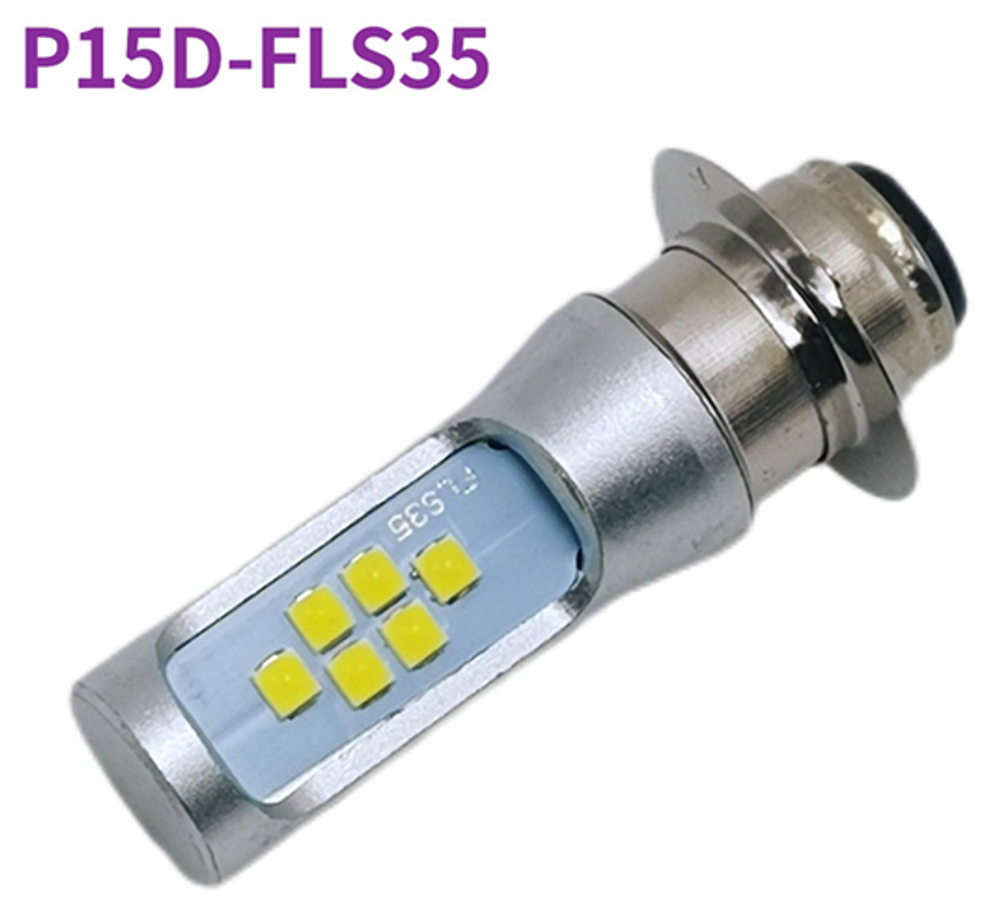 Светодиод мото 12V 12smd 3030 WHITE 2х конт\1ус юбке (p15d-25-1) 10-60V шт 6+6