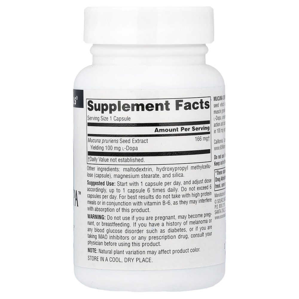 Source Naturals, Mucuna Dopa™, 100 мг, 60 капсул