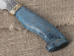 Нож "Алтай", сталь Bohler N690, рукоять синяя стабилизированная береза