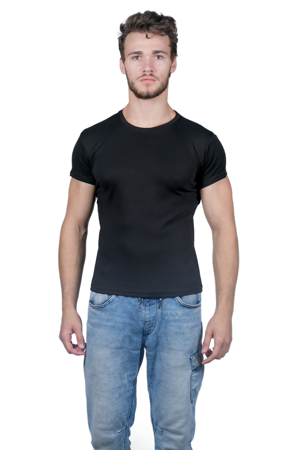 Черная футболка мужская SWAN (хлопок-стрейч) 200 R чёрный