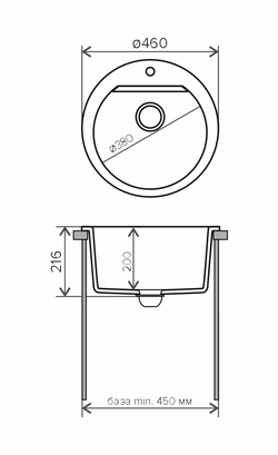 Мойка POLYGRAN ATOL-460 белый хлопок №36