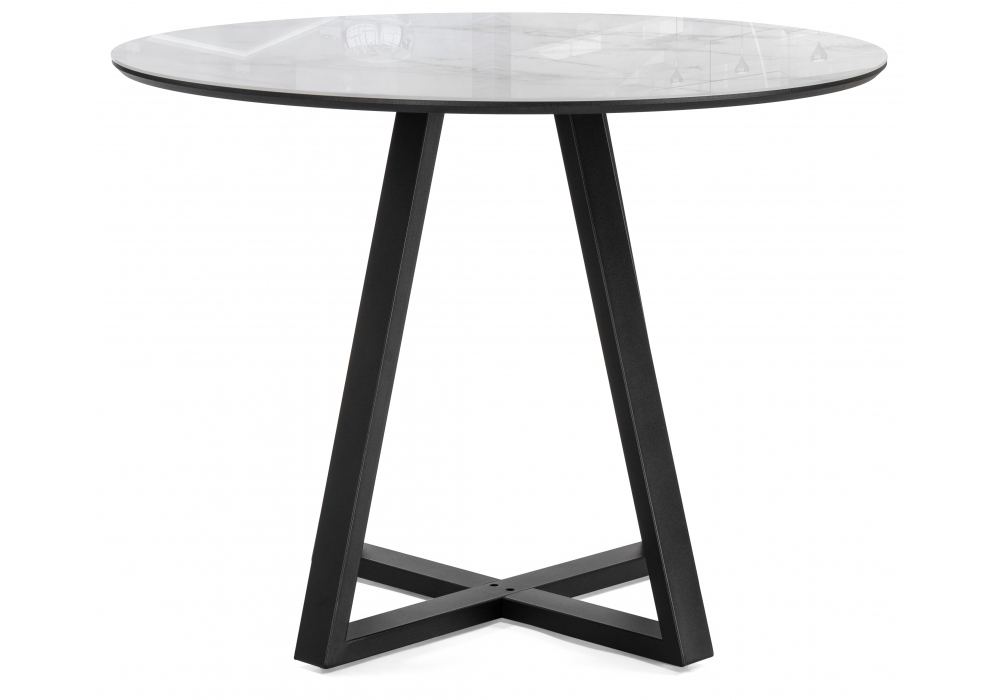 Стол стеклянный Woodville Норфолк 100 белый мрамор, черный