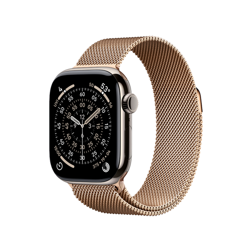 Умные часы Apple Watch Series 11 GPS + Cellular, 42mm, Natural Titanium Case with Gold Milanese Loop