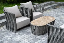"Валенсия" лаунж-зона из искусственного ротанга, цвет серый