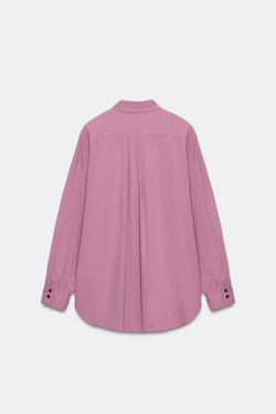 ZARA РУБАШКА ОВЕРСАЙЗ С ВОРОТНИКОМ-СТОЙКОЙ, ЦВЕТ МАЛЬВЫ