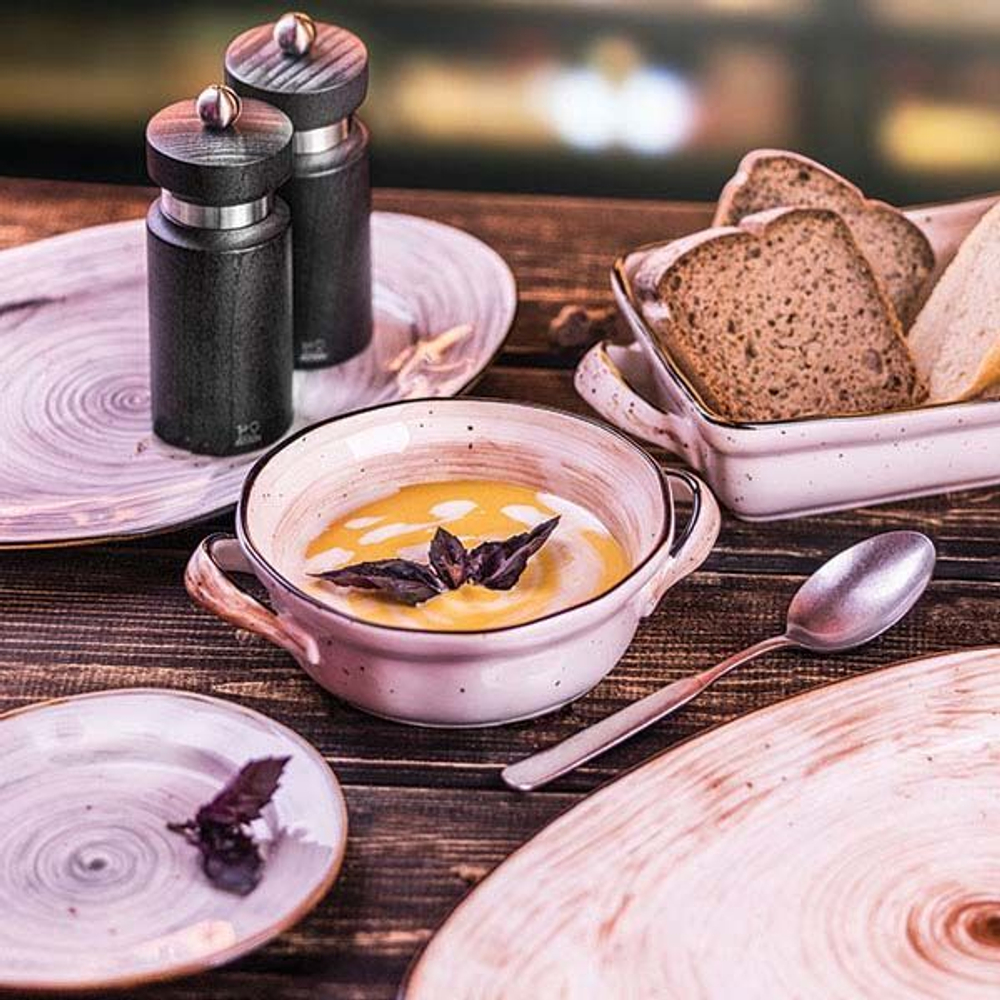 Тарелка «Пастораль» мелкая;фарфор;,H=20,L=228,B=195мм;серый (Цвет: серый)