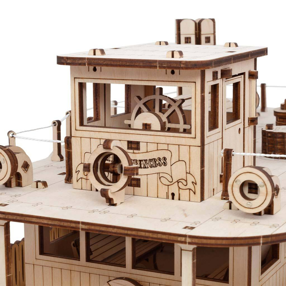 Колесный пароход «Принцесса рек» (EWA) - Деревянный конструктор, сборная механическая модель, судомоделизм, 3D пазл, сделай сам