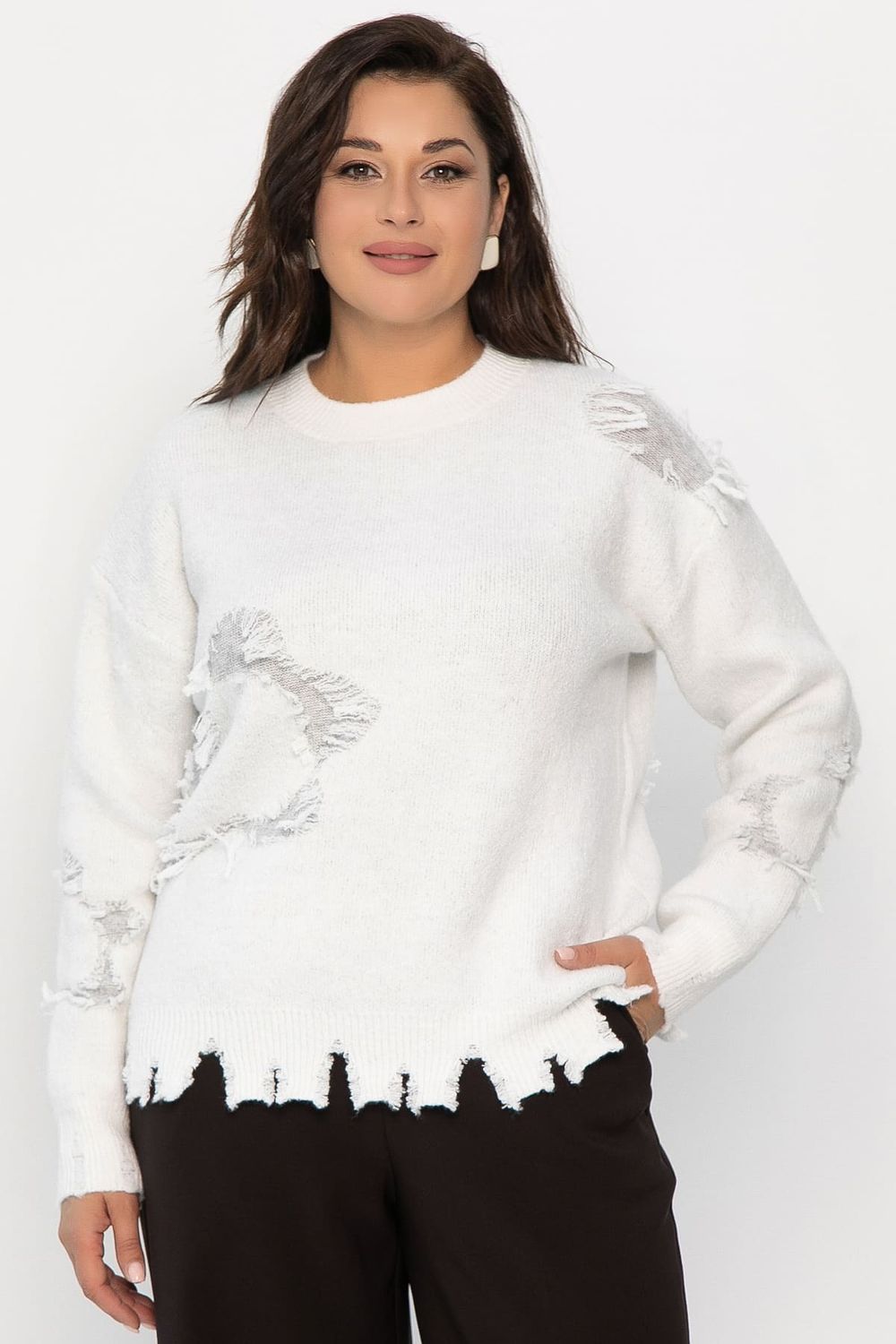 Свитер рваный Наиль (белый) Б14420-13М LT Collection