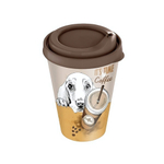 Стакан "IZI-GO" с крышкой 420 мл с декором (темно-коричневый)