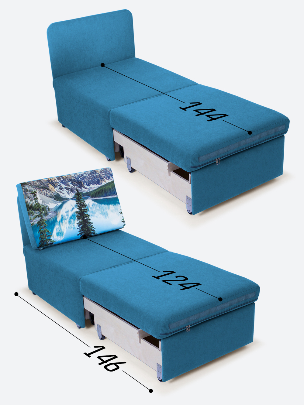 Кресло-кровать "Миник", купон Пейзаж