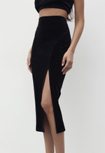 Юбка бархат с разрезом